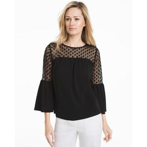 WHBM 3/4 Bell Sleeve Lace Blouse LARGE